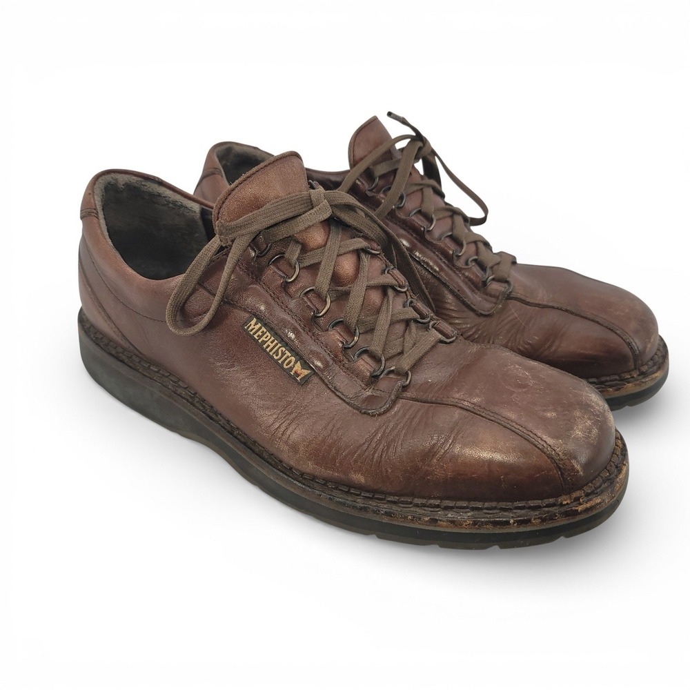 Mephisto Mens 10.5‎ Leather Walking Comfort Shoes Brown Lace Up GUC Casual